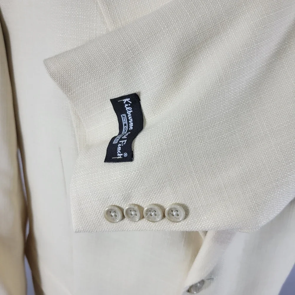 Kilburn Finch Men's‎ Sport Coat Blazer Two Button Ivory Polyester Blend 46L NEW